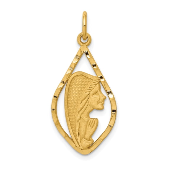 14k Yellow Gold Blessed Mary Charm Pendant