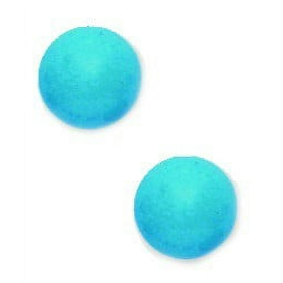 14k Yellow Gold Blue 8mm Round Simulated Turquoise Earrings