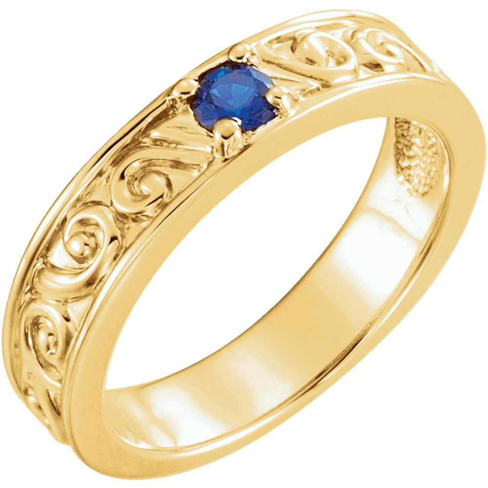 14k Yellow Gold Blue Sapphire Stackable Family Fashion Ring Fine ...