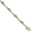 thumbnail image 1 of 14k Yellow Gold Blue Topaz and Diamond Bracelet - .03 dwt 6.00 cwt - 7 Inch - Box Clasp, 1 of 4