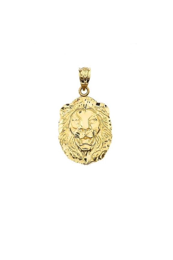 14k Yellow Gold Bold Lion Statement Small Pendant (0.97")