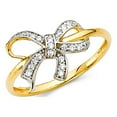 thumbnail image 1 of 14k Yellow Gold Bowtie Ring CZ Designer Inspired Band Stylish Pave Set Polished Fancy Size 8.5, 1 of 1