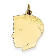 FINEST GOLD 14k Yellow Gold Boy Head Charm Pendant