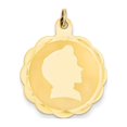 thumbnail image 1 of 14k Yellow Gold Boy Head on .018 Gauge Engravable Scalloped Disc Charm, 1 of 3