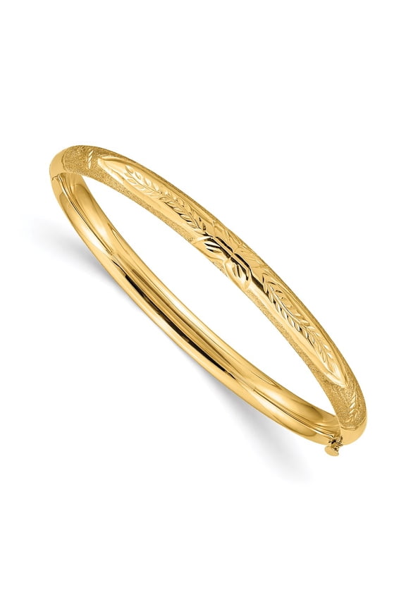 14k Yellow Gold Bracelet Bangle 5 mm 6 in Florentine Hinged Baby