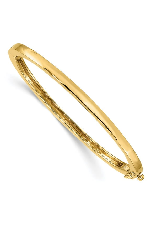 14k Yellow Gold Bracelet Bangle Women's 3.6 mm in Polished Solid Hinged