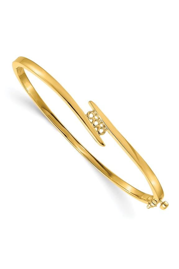 14k Yellow Gold Bracelet Bangle Women's Other Stone Round 7 mm in Hinged Mounting