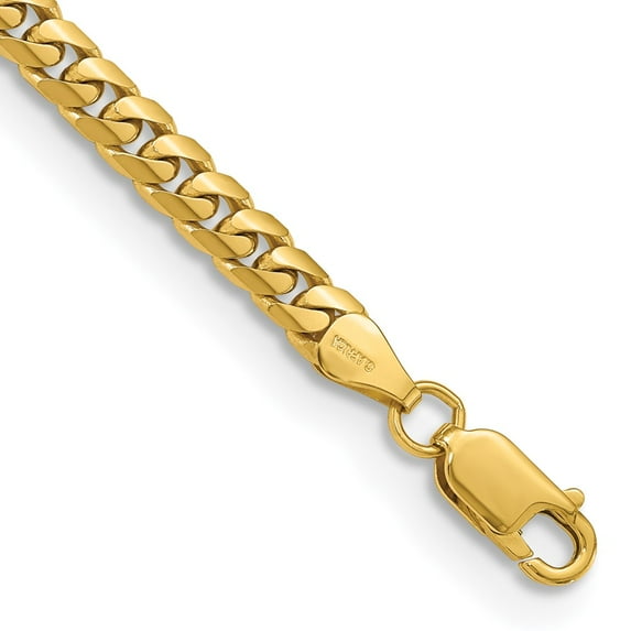 14k Yellow Gold Bracelet Chain Styles Curb 5 mm 8 in Solid Miami Cuban Link with Lobster Clasp