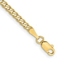 14k Yellow Gold Bracelet Chain Styles Curb Women's 2.3 mm 8 in Flat