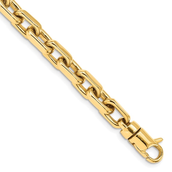 14k Yellow Gold Bracelet Chain Styles Fancy 7 mm 8.5 in Hand Polished Link with Lobster Clasp