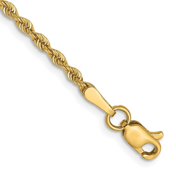 14k Yellow Gold Bracelet Chain Styles Rope 2 mm 8 in Solid Regular