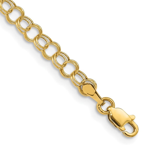 14k Yellow Gold Bracelet Charm mm 7 in Hollow Double Link