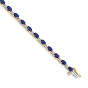 14k Yellow Gold Bracelet Gemstones September Womens Sapphire Oval 4 mm 7 in Diamond and