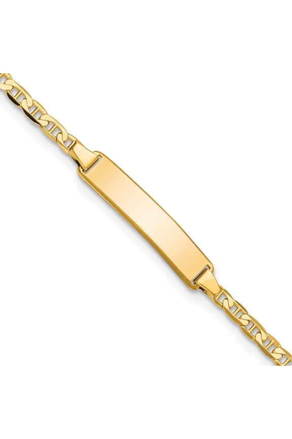 14k Yellow Gold Bracelet ID Anchor 3.5 mm 5.5 in Flat Link
