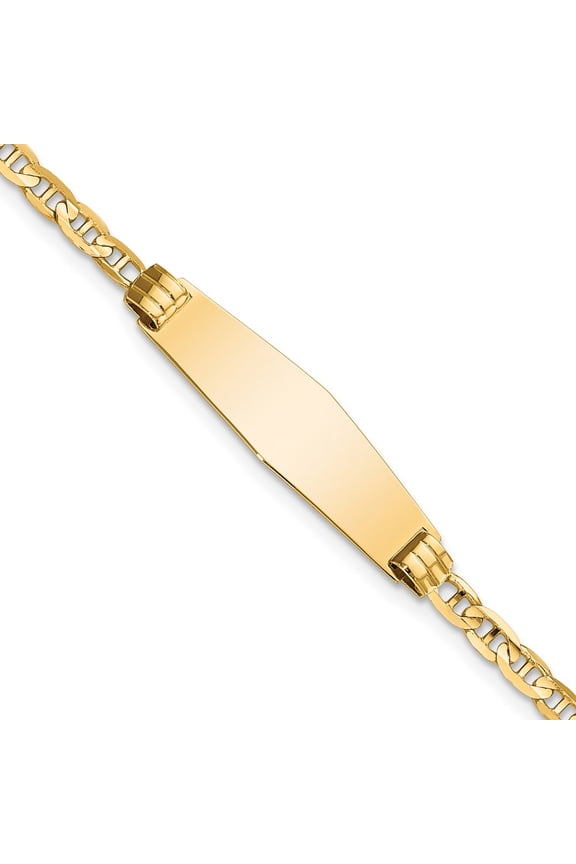 14k Yellow Gold Bracelet ID Anchor 7.5 mm 6 in Children's Soft Diamond Shape Link