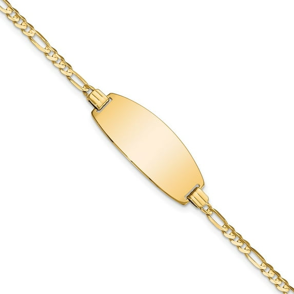 14k Yellow Gold Bracelet ID Figaro 10.5 mm 8 in 14ky Oval