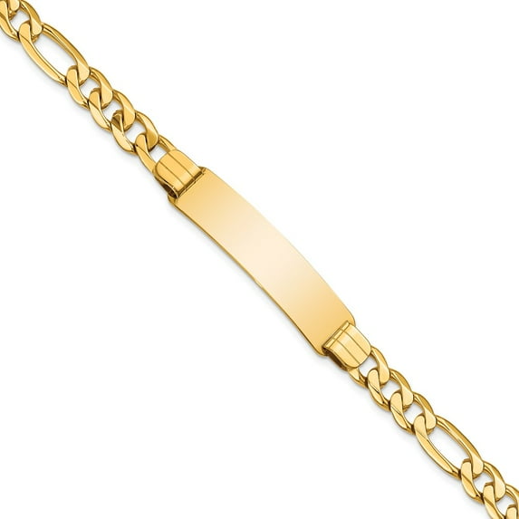 14k Yellow Gold Bracelet ID Figaro 10 mm 8 in