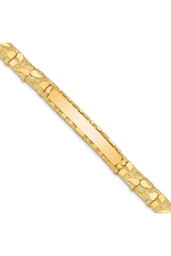 14k Yellow Gold Bracelet ID Link, Other 7 mm in Nugget