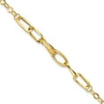 thumbnail image 1 of 14k Yellow Gold Bracelet Links Women's 6 mm 7.75 in Polished Textured Fancy Link, 1 of 4
