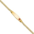thumbnail image 1 of 14k Yellow Gold Bracelet Medical Curb 7.5 mm 8 in Semi-Solid Soft Diamond Shape Red Enamel ID Cuban, 1 of 4