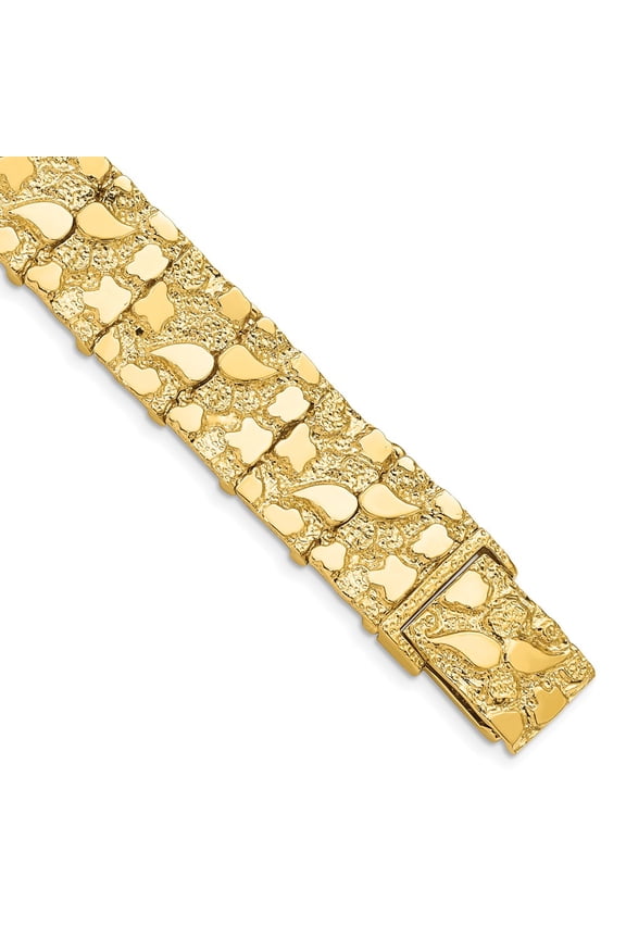 14k Yellow Gold Bracelet Nugget 15 mm 8 in