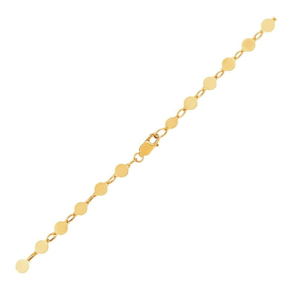 14k Yellow Gold Bracelet with Polished Circles Size 7 inches