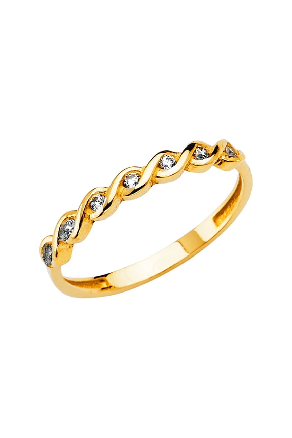 14k Yellow Gold Braided For Women Cubic Zirconia Ring Size 7 Ring - 1.5 Grams