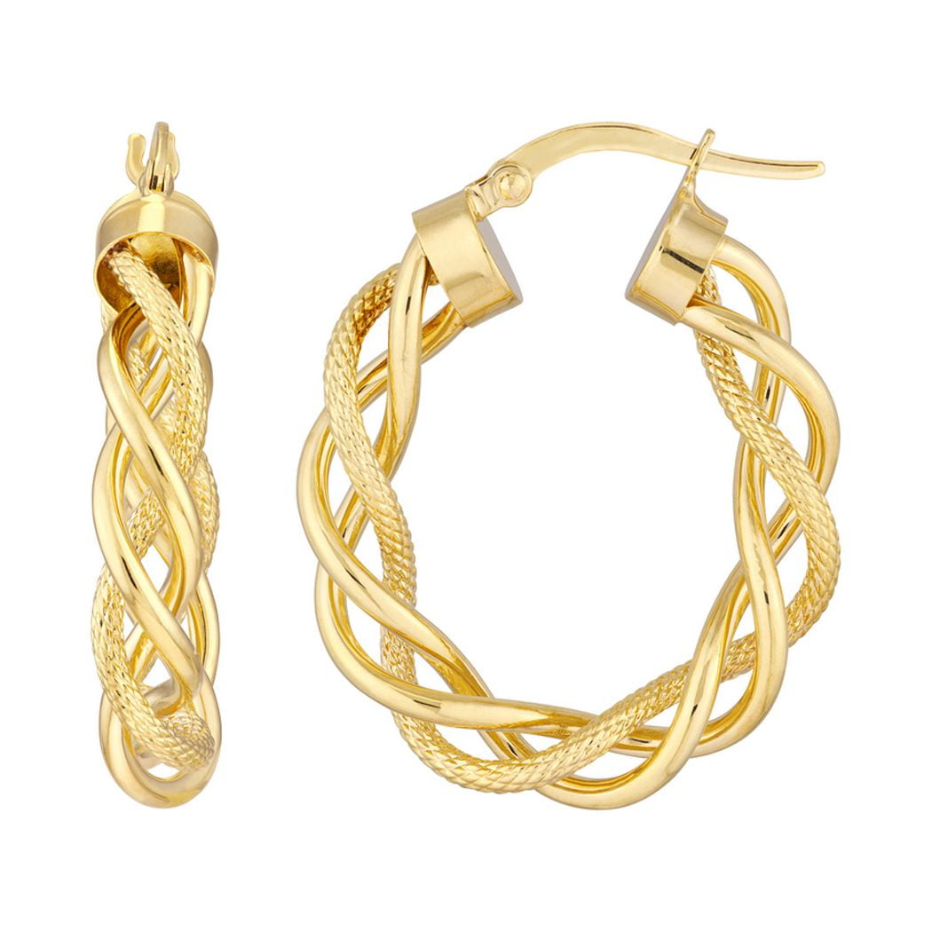 14k gold braided hoop earrings deals
