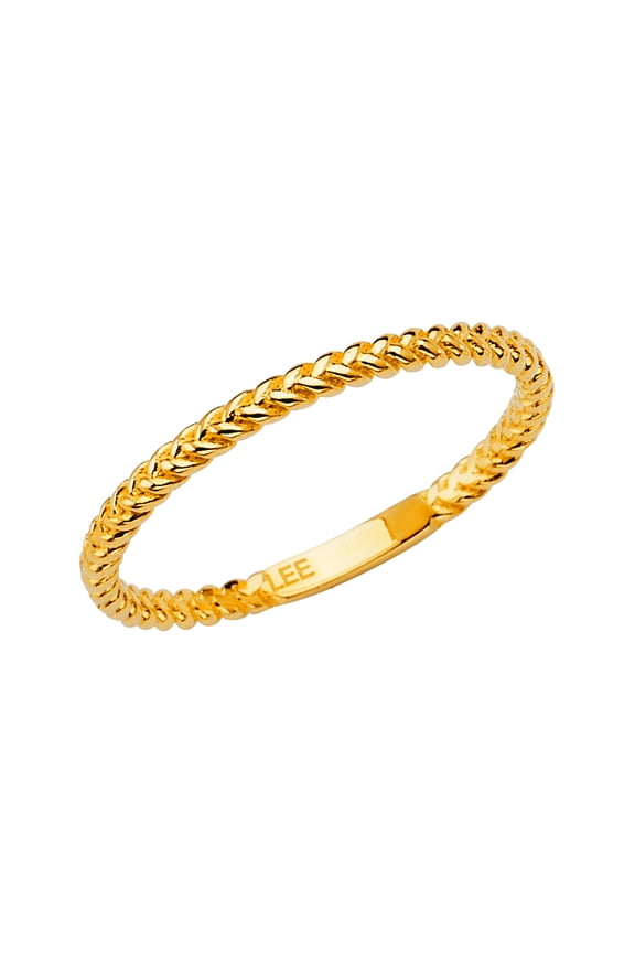 14k Yellow Gold Braided Shape Stackable Band Ring Size 7 Stackable Ring for Women and Men