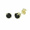thumbnail image 1 of 14k Yellow Gold, Brilliant Round Onyx Basket Setting Studs Earrings for Women - Hypoallergenic and Tarnish Resistant - By Oliver & Navy, 1 of 3