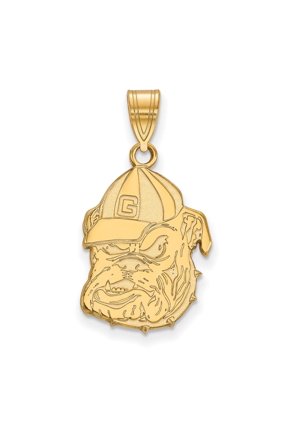 14k Yellow Gold Bulldog Pendant with Cap and G Logo, Fierce Mascot Charm for Men or Unisex, Symbol of Strength and Loyalty, College Sports Team or University Pride Jewelry