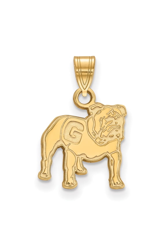 14k Yellow Gold Bulldog Pendant with G Logo for Necklace or Bracelet, Unisex Mascot Charm for Alumni, College Sports or School Spirit Jewelry