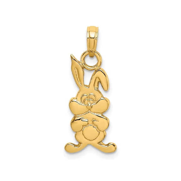 14k Yellow Gold Bunny Pendant for Women, Playful Cartoon Rabbit Charm, Whimsical Animal Jewelry Symbolizing Innocence and Joy, Lightweight Dainty Easter Themed Necklace Accessory