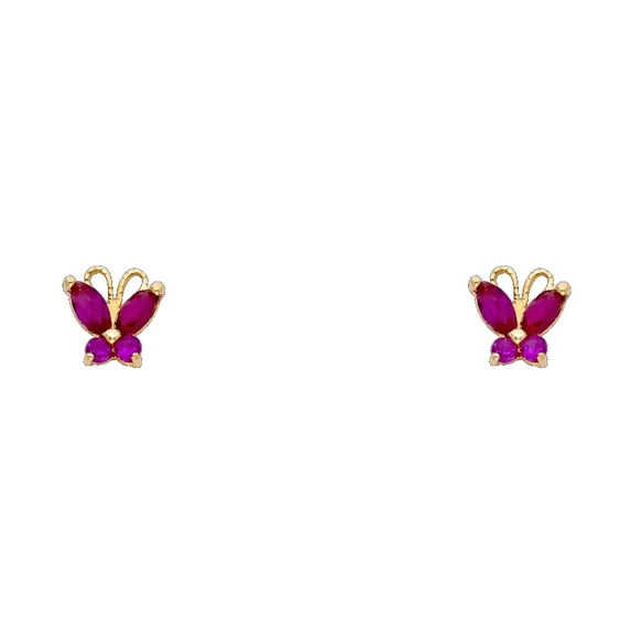 14k Yellow Gold Butterfly Stud Filigree Swirl Animal Insect Bug Earrings Jewelry Female Unisex