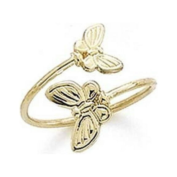 14k Yellow Gold Bypass Butterfly Toe Ring - 1.0 Grams