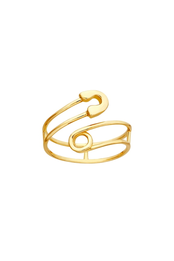 14k Yellow Gold Bypass Fashion Safety Pin Ring Size 6 Ring for Women