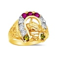 thumbnail image 1 of 14k Yellow Gold CZ Cubic Zirconia Lucky Horseshoe Men's Ten Stones Ring , Size 8, 1 of 2