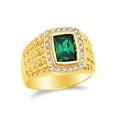 thumbnail image 1 of 14k Yellow Gold CZ Cubic Zirconia Men's Green Ring , Size 8.5, 1 of 2