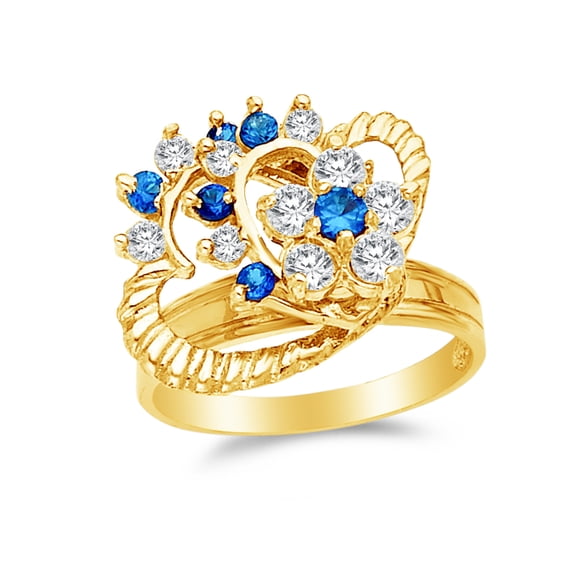 14k Yellow Gold CZ Cubic Zirconia Motion Ring , Size 8.5