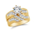 thumbnail image 1 of 14k Yellow Gold CZ Cubic Zirconia Round Engagement Wedding Bridal Ring Set (1.0ct. Center Stone) , Size 5, 1 of 2