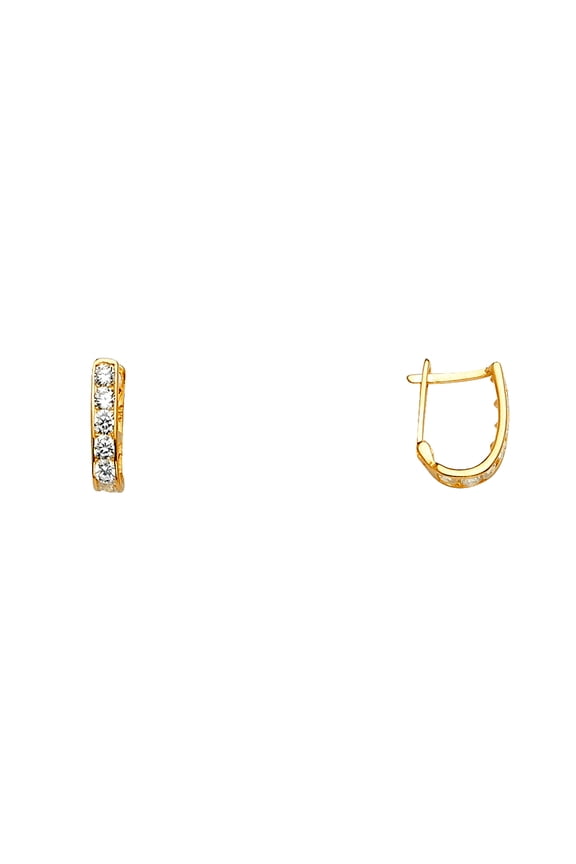 14k Yellow Gold Cubic Zirconia Channel Hugging Earrings Earrings 8x11mm Stud Earring for Women