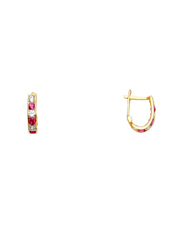 14k Yellow Gold Cubic Zirconia Channel Hugging Earrings Earrings 8x11mm Stud Earring for Women