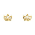 thumbnail image 1 of 14k Yellow Gold Cubic Zirconia Crown Screw Stud Earrings Stud Earring for Women, 1 of 2