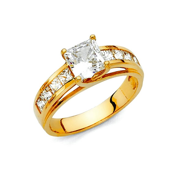14k Yellow Gold Cubic Zirconia Engagement Ring Size 7 Engagement Ring for Women - 3.4 Grams