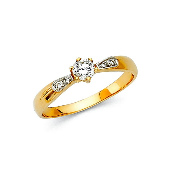 14k Yellow Gold Cubic Zirconia Engagement Ring Size 7 Engagement Ring for Women - 1.5 Grams