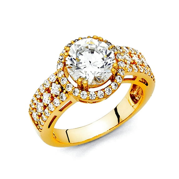 14k Yellow Gold Cubic Zirconia Engagement Ring Size 7 Engagement Ring for Women - 5.5 Grams
