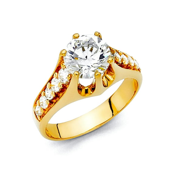 14k Yellow Gold Cubic Zirconia Engagement Ring Size 7 Engagement Ring for Women - 4.7 Grams