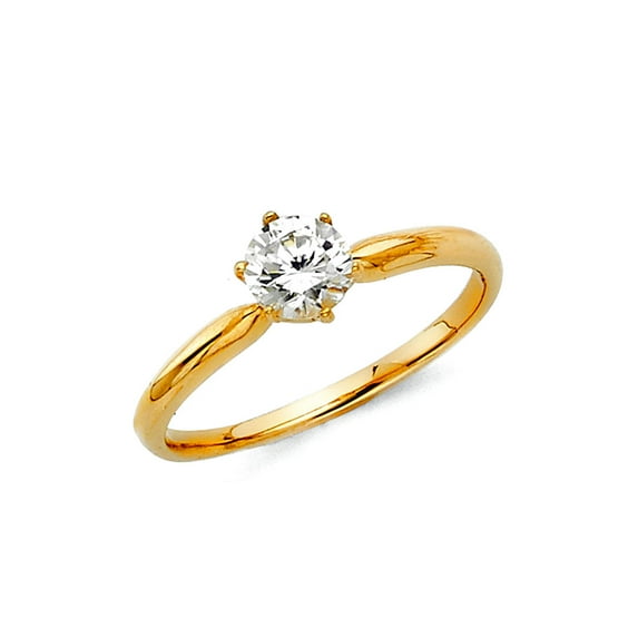 14k Yellow Gold Cubic Zirconia Engagement Ring Size 7 Engagement Ring for Women - 1.9 Grams