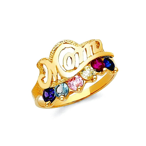 14k Yellow Gold Cubic Zirconia Mothers Ring Size 7 Ring for Women - 2.9 Grams