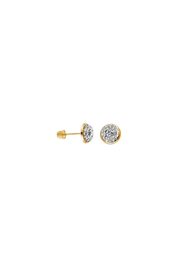14k Yellow Gold Cubic Zirconia Round Button Earrings With Screw Back Stud Earring for Women